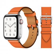 Кожаный ремешок Apple watch 42/44mm Hermès New Leather Orange (копия)