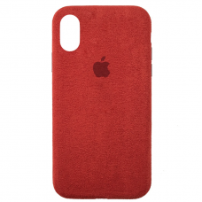 Стильный чехол Alcantara Cover Red для iPhone X / Xs