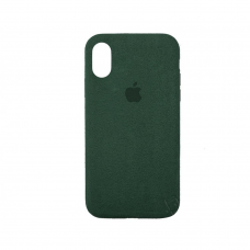 Стильный чехол Alcantara Full Cover Green для iPhone X / Xs