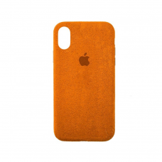Стильный чехол Alcantara Full Cover Orange для iPhone X / Xs