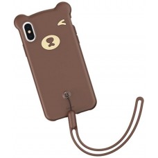 Коричневый силиконовый чехол Baseus Bear Case для iPhone X/Xs