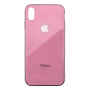 Чехол для iPhone X/Xs Glass Logo Case Pink (Розовый)