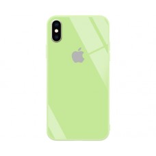 Чехол для iPhone X/Xs Glass Full Color Logo Case Green (Зеленый)