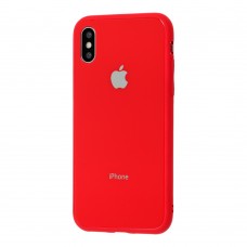 Чехол для iPhone X/Xs Glass Full Color Logo Case Red (Красный)