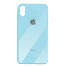 Чехол для iPhone X/Xs Glass Full Color Logo Case Blue (Голубой)