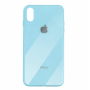 Чехол для iPhone X/Xs Glass Full Color Logo Case Blue (Голубой)