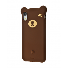 Коричневый силиконовый чехол Baseus Bear Case для iPhone Xr