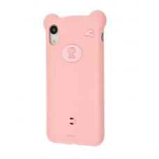 Розовый силиконовый чехол Baseus Bear Case для iPhone Xr