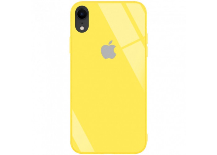 Чехол для iPhone Xr Glass Full Color Logo Case Yellow (Желтый)
