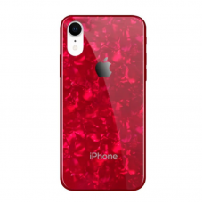 Стеклянный чехол Marble Красный для iPhone Xr