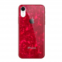 Стеклянный чехол Marble Красный для iPhone Xr