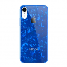 Стеклянный чехол Marble Синий для iPhone Xr