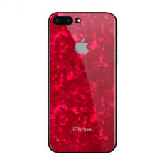 Стеклянный чехол Marble Красный для iPhone 7 Plus/8 Plus
