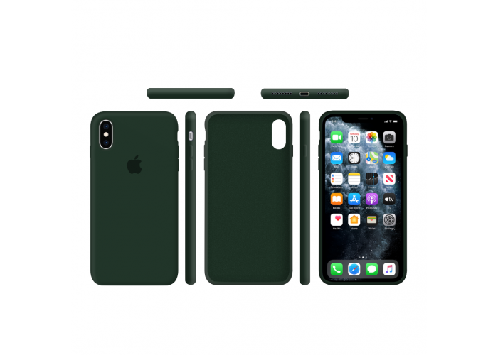 Силиконовый чехол Apple Silicone Case Forest Green для iPhone Xs Max с закрытым низом