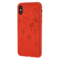 Чехол iPhone Xs Max Mickey Mouse Leather Red