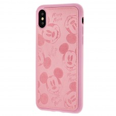 Чехол iPhone Xs Max Mickey Mouse Leather Pink
