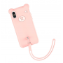Розовый силиконовый чехол Baseus Bear Case для iPhone Xs Max