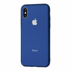 Чехол для iPhone Xs Max Glass Pastel Color Logo Blue