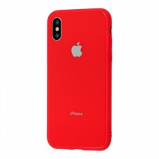 Чехол для iPhone Xs Max Glass Pastel Color Logo Red