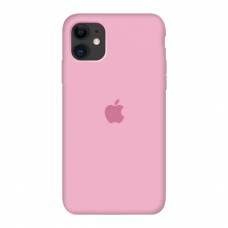 Силиконовый чехол c закрытым низом Apple Silicone Case Pink для iPhone 11