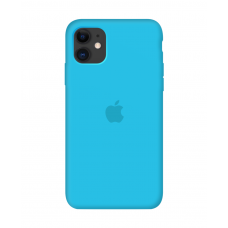Силиконовый чехол c закрытым низом Apple Silicone Case Blue для iPhone 11