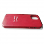 Кожаный чехол для iPhone 12 Leather Case Red