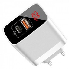 СЗУ BASEUS Mirror Lake PPS Digital Display quick Charger Type-C/USB/3A/QC White