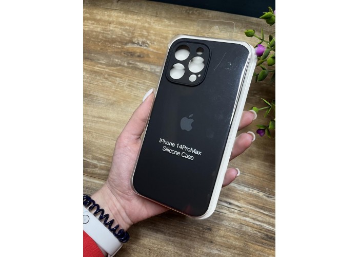 Силиконовый чехол c закрытой камерой Apple Silicone Case Black для iPhone 14 Pro Max