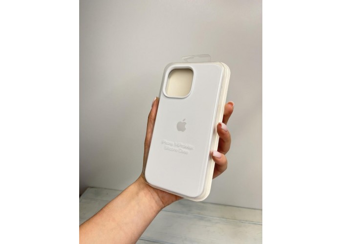Силиконовый чехол c закрытым низом Apple Silicone Case White для iPhone 14 Pro Max