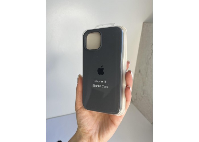 Силиконовый чехол c закрытым низом Apple Silicone Case Charcoal Grey для iPhone 15