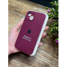 Силіконовий чохол з мікрофіброю та покриттям SoftTouch для Iphone 14 марсала ( Full camera № 47 )