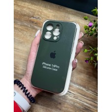 Силіконовий чохол з мікрофіброю та покриттям SoftTouch для Iphone 14 Pro зелений ( Full camera № 41 )