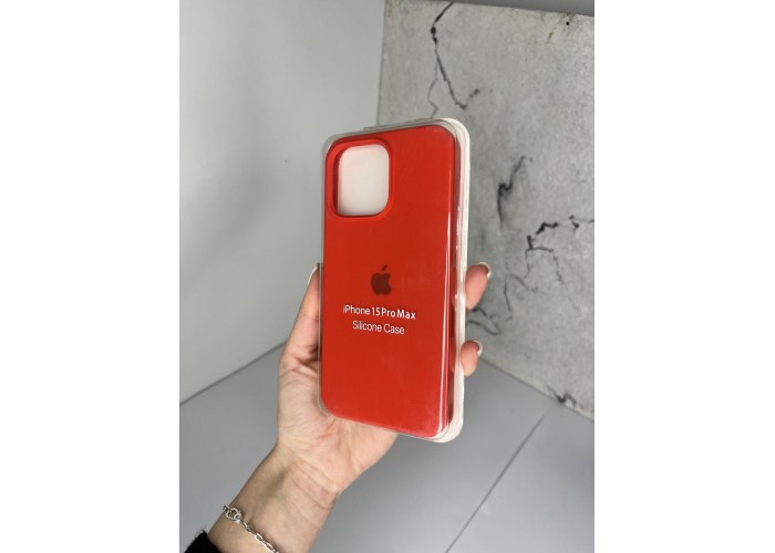 Силиконовый чехол c закрытым низом Apple Silicone Case Red для iPhone 15 Pro Max