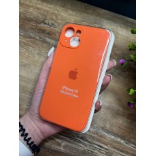 Силіконовий чохол з мікрофіброю та покриттям SoftTouch для Iphone 14 помаранчевий ( Full camera № 2 )