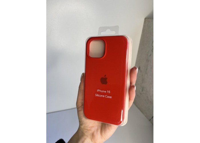Силиконовый чехол c закрытым низом Apple Silicone Case Red для iPhone 15