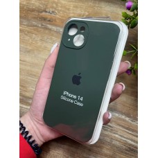 Силіконовий чохол з мікрофіброю та покриттям SoftTouch для Iphone 14 зелений ( Full camera № 41 )