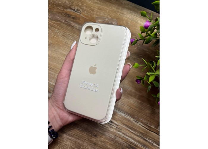 Силиконовый чехол c закрытой камерой Apple Silicone Case Antique white для iPhone 14