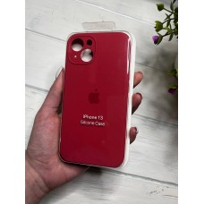 Силіконовий чохол з мікрофіброю та покриттям SoftTouch для Iphone 13 червоний ( Full camera № 25 )