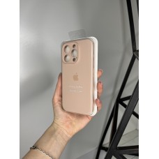 Силіконовий чохол з мікрофіброю та покриттям SoftTouch для Iphone 15 Pro пудровий ( Full camera № 19 )