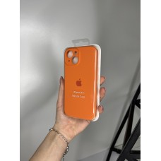 Силіконовий чохол з мікрофіброю та покриттям SoftTouch для Iphone 15 помаранчевий ( Full camera № 2 )