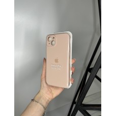 Силіконовий чохол з мікрофіброю та покриттям SoftTouch для Iphone 15 Plus пудровий ( Full camera № 19 )