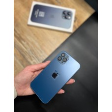 Чохол із загартованого матового скла з лінзами на камері на IPhone 11 Pro ( синій )