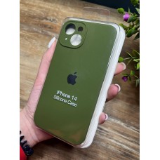 Силіконовий чохол з мікрофіброю та покриттям SoftTouch для Iphone 14 хакі ( Full camera № 48 )