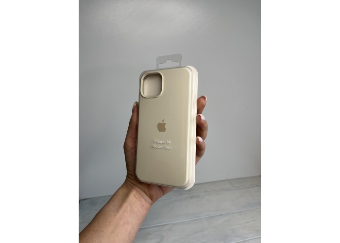 Силиконовый чехол c закрытым низом Apple Silicone Case Antique white для iPhone 14