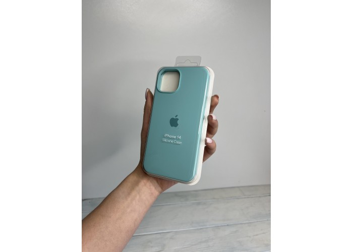 Силиконовый чехол c закрытым низом Apple Silicone Case Sea blue для iPhone 14