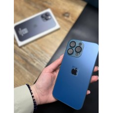 Чохол із загартованого матового скла з лінзами на камері на IPhone 14 Pro Max ( синій )