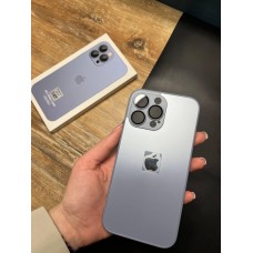 Чохол із загартованого матового скла з лінзами на камері на IPhone  14 Pro Max ( блакитний )