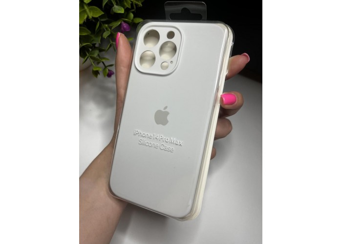 Силиконовый чехол c закрытой камерой Apple Silicone Case White для iPhone 14 Pro Max