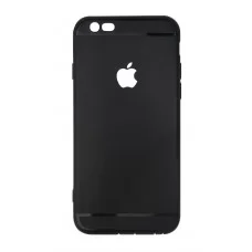 Ультратонкий чехол-накладка для iPhone 6 с вырезом под яблоко (Черный)